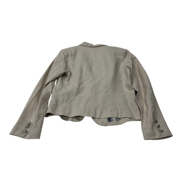 Women's Medium Beige Linen Blazer - Picture 8 of 9
